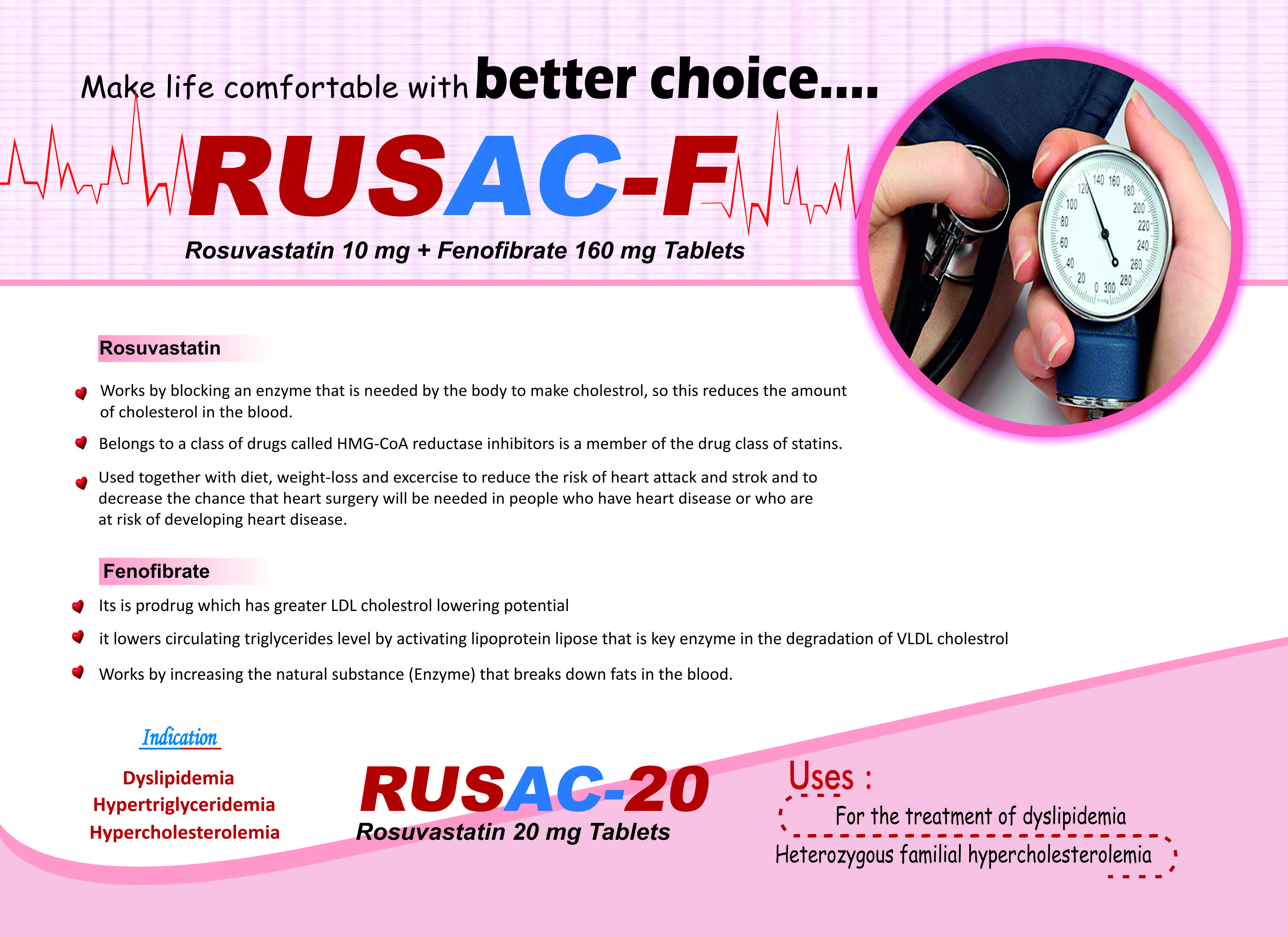 Benefits of Rosuvastatin + Fenofibrate Tablets